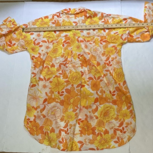 adL yellow, orange and white womens button down light cotton shirt. Med - Picture 6 of 9